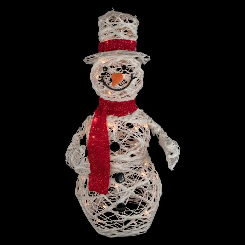 Northlight Lighted Glittered Rattan Snowman Outdoor Christmas Decoration - 28" - Clear Lights 3 Northlight Lighted Glittered Rattan Snowman Outdoor Christmas Decoration - 28" - Clear Lights - Image 3