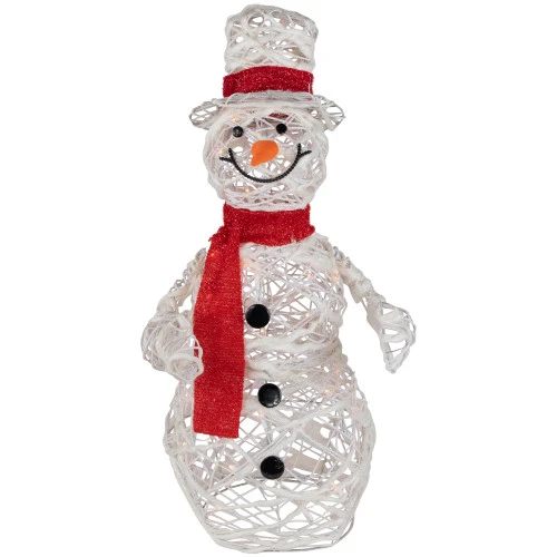 Northlight Lighted Glittered Rattan Snowman Outdoor Christmas Decoration - 28" - Clear Lights 1 Northlight Lighted Glittered Rattan Snowman Outdoor Christmas Decoration - 28" - Clear Lights