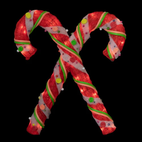 Northlight Lighted Sisal Double Candy Cane Christmas Outdoor Decoration - 26" - Clear Lights 3 Northlight Lighted Sisal Double Candy Cane Christmas Outdoor Decoration - 26" - Clear Lights - Image 3