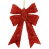Northlight Lighted Sparkling Sisal Outdoor Christmas Double Bow - 23" - Red - Clear Lights