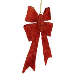 Northlight Lighted Sparkling Sisal Outdoor Christmas Double Bow - 23" - Red - Clear Lights -Winter Decor Store northlight h85235 02 32218.1690296403