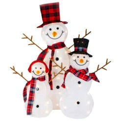 Northlight Lighted Tinsel Snowmen Family Christmas Outdoor Decorations - Clear Lights - Set Of 3 -Winter Decor Store northlight h92299 1 83343.1701710478