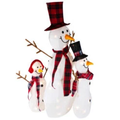 Northlight Lighted Tinsel Snowmen Family Christmas Outdoor Decorations - Clear Lights - Set Of 3 -Winter Decor Store northlight h92299 2 34230.1665610437