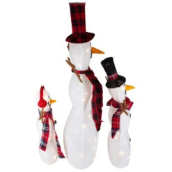 Northlight Lighted Tinsel Snowmen Family Christmas Outdoor Decorations - Clear Lights - Set Of 3 -Winter Decor Store northlight h92299 3 89519.1665610437