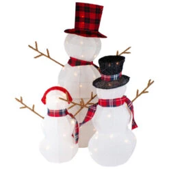 Northlight Lighted Tinsel Snowmen Family Christmas Outdoor Decorations - Clear Lights - Set Of 3 -Winter Decor Store northlight h92299 4 30063.1665610437