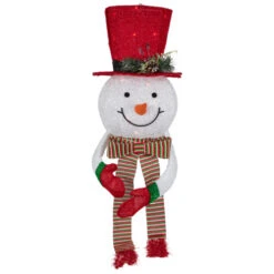 Northlight 21.5" Lighted Snowman With Red Top Hat Christmas Tree Topper