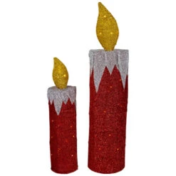 Northlight LED Lighted Candles Outdoor Christmas Decorations - 22.75" - Red - Set Of 2