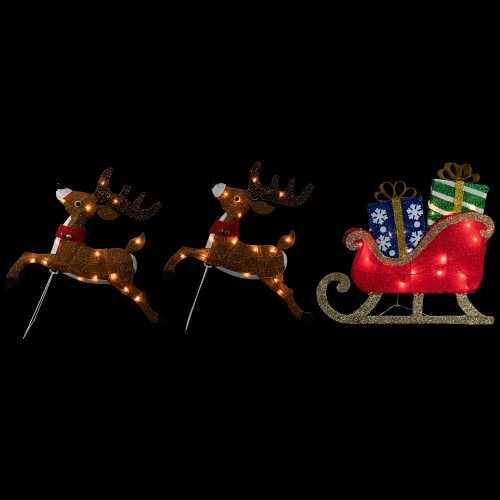 Northlight Set Of 3 Lighted Reindeer And Sleigh Outdoor Christmas Decoration 25.25" 6 Northlight Set Of 3 Lighted Reindeer And Sleigh Outdoor Christmas Decoration 25.25" - Image 6
