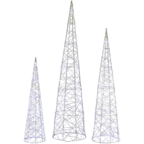 Northlight Set Of 3 LED Lighted Twinkling Cone Trees Christmas Yard Decoration - Cool White Lights 1 Northlight Set Of 3 LED Lighted Twinkling Cone Trees Christmas Yard Decoration - Cool White Lights