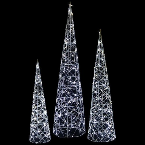 Northlight Set Of 3 LED Lighted Twinkling Cone Trees Christmas Yard Decoration - Cool White Lights 3 Northlight Set Of 3 LED Lighted Twinkling Cone Trees Christmas Yard Decoration - Cool White Lights - Image 3