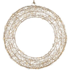 Northlight 18" LED Lighted Gold Wire Wreath Outdoor Christmas Decoration