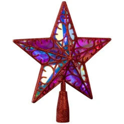 Northlight LED Lighted Star Glittered Christmas Tree Topper - 11" - Red - Multicolor Lights -Winter Decor Store northlight h96316 02 36081.1726279106