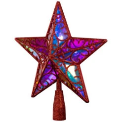 Northlight LED Lighted Star Glittered Christmas Tree Topper - 11" - Red - Multicolor Lights -Winter Decor Store northlight h96316 03 23221.1726279106