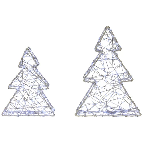 Northlight LED Lighted Wire Christmas Tree Decorations - 14" - White - Set Of 2 2 Northlight LED Lighted Wire Christmas Tree Decorations - 14" - White - Set Of 2 - Image 2