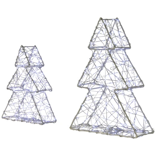 Northlight LED Lighted Wire Christmas Tree Decorations - 14" - White - Set Of 2 6 Northlight LED Lighted Wire Christmas Tree Decorations - 14" - White - Set Of 2 - Image 6