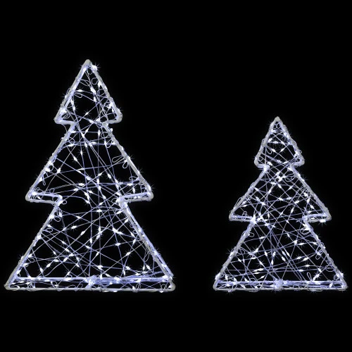 Northlight LED Lighted Wire Christmas Tree Decorations - 14" - White - Set Of 2 1 Northlight LED Lighted Wire Christmas Tree Decorations - 14" - White - Set Of 2