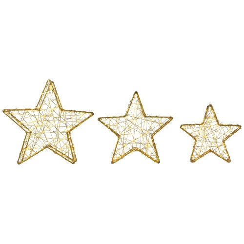 Northlight LED Lighted Stars Outdoor Christmas Decorations - 14" - Gold - Set Of 3 2 Northlight LED Lighted Stars Outdoor Christmas Decorations - 14" - Gold - Set Of 3 - Image 2