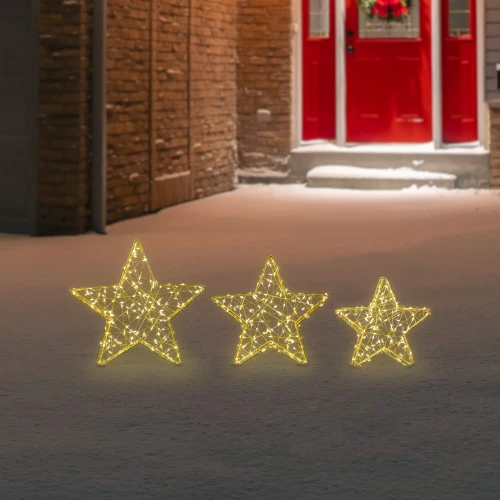 Northlight LED Lighted Stars Outdoor Christmas Decorations - 14" - Gold - Set Of 3 3 Northlight LED Lighted Stars Outdoor Christmas Decorations - 14" - Gold - Set Of 3 - Image 3