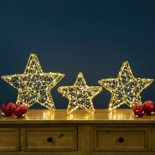 Northlight LED Lighted Stars Outdoor Christmas Decorations - 14" - Gold - Set Of 3 4 Northlight LED Lighted Stars Outdoor Christmas Decorations - 14" - Gold - Set Of 3 - Image 4