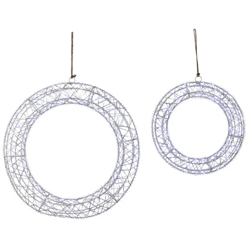 Northlight LED Lighted Hanging Christmas Wreath Decorations - 18" - Set Of 2 - Cool White Lights 2 Northlight LED Lighted Hanging Christmas Wreath Decorations - 18" - Set Of 2 - Cool White Lights - Image 2