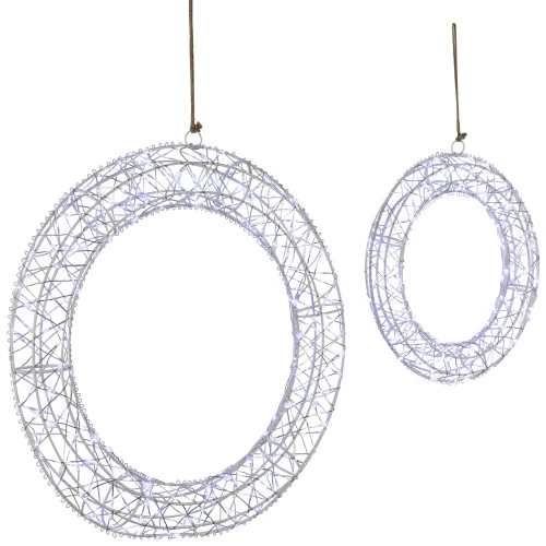Northlight LED Lighted Hanging Christmas Wreath Decorations - 18" - Set Of 2 - Cool White Lights 4 Northlight LED Lighted Hanging Christmas Wreath Decorations - 18" - Set Of 2 - Cool White Lights - Image 4