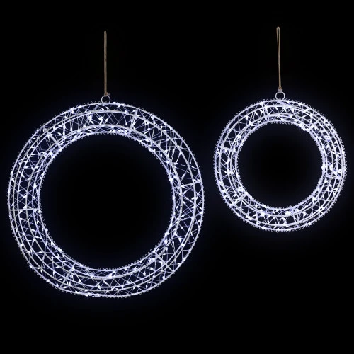 Northlight LED Lighted Hanging Christmas Wreath Decorations - 18" - Set Of 2 - Cool White Lights 1 Northlight LED Lighted Hanging Christmas Wreath Decorations - 18" - Set Of 2 - Cool White Lights