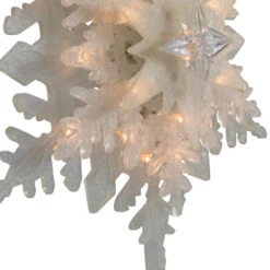 Northlight 10" Lighted White Frosted 3-D Snowflake Christmas Tree Topper - Clear Lights -Winter Decor Store northlight ha87091 04 81689.1697560206