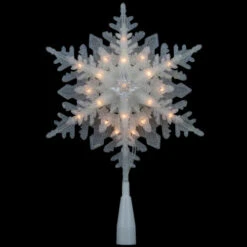Northlight 10" Lighted White Frosted 3-D Snowflake Christmas Tree Topper - Clear Lights -Winter Decor Store northlight ha87091 06 17868.1696436029