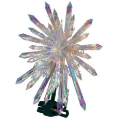 Lighted Iridescent Icicle Christmas Tree Topper - 14" - Clear Lights -Winter Decor Store northlight ha87094 02 61907.1696436031