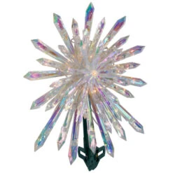 Lighted Iridescent Icicle Christmas Tree Topper - 14" - Clear Lights -Winter Decor Store northlight ha87094 03 97586.1696436032