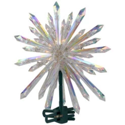 Lighted Iridescent Icicle Christmas Tree Topper - 14" - Clear Lights -Winter Decor Store northlight ha87094 04 56897.1696436035