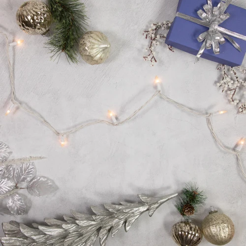 100 Count Frosted Clear Mini Christmas Lights - 49.5' White Wire 2 100 Count Frosted Clear Mini Christmas Lights - 49.5' White Wire - Image 2