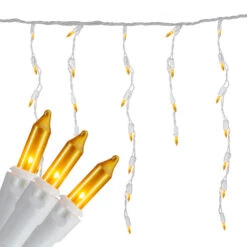 Northlight 100 Count Opaque Gold Mini Icicle Christmas Lights - 3.5 Ft White Wire
