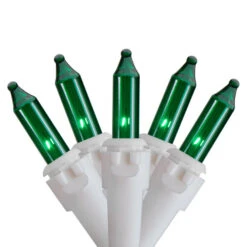 Northlight 50-Count Green Mini Christmas Light Set, 10ft White Wire