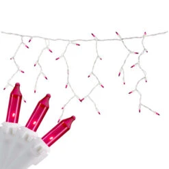 Northlight 100 Count Pink Mini Icicle Christmas Lights - 3.5 Ft White Wire