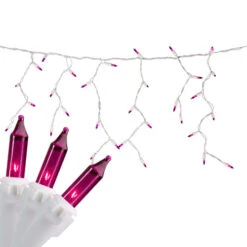 Northlight 100 Count Purple Mini Icicle Christmas Lights - 3.5 Ft White Wire