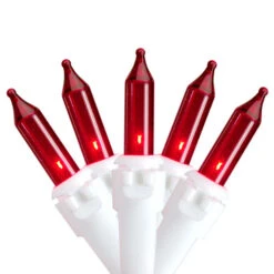 Northlight 50-Count Red Mini String Christmas Light Set, 10ft White Wire