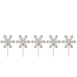 Northlight Lighted Snowflake Christmas Pathway Markers - 14.25" - 5ct
