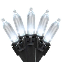 Northlight 100-Count Pure White LED Mini Christmas Lights, 33 Ft, Black Wire