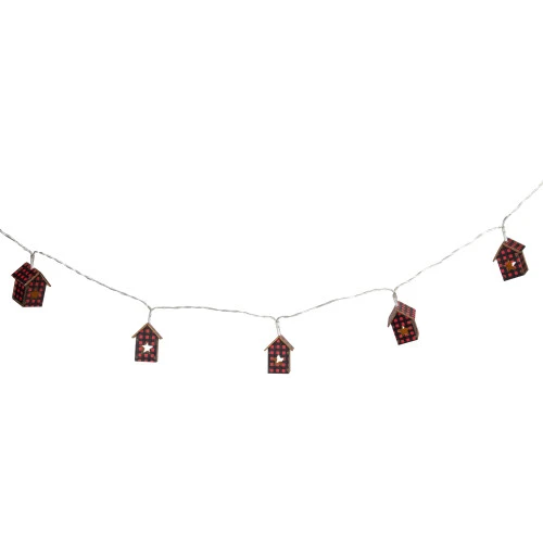 Northlight 10 Count B/O LED Warm White Plaid House Christmas Lights - 4.75' Clear Wire 4 Northlight 10 Count B/O LED Warm White Plaid House Christmas Lights - 4.75' Clear Wire - Image 4
