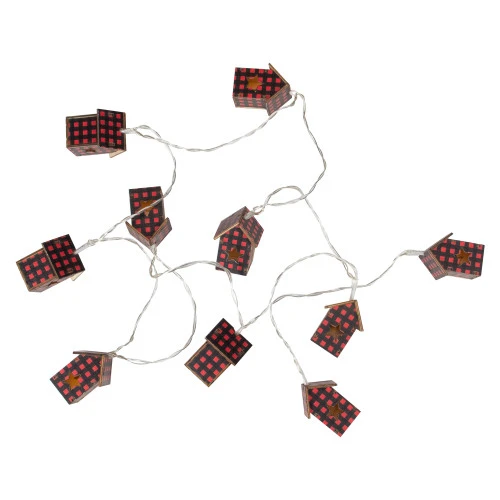 Northlight 10 Count B/O LED Warm White Plaid House Christmas Lights - 4.75' Clear Wire 5 Northlight 10 Count B/O LED Warm White Plaid House Christmas Lights - 4.75' Clear Wire - Image 5
