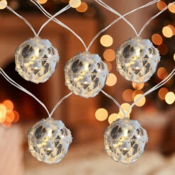 Northlight 10 B/O LED Warm White Clear Round Ball Christmas Lights - 4.75' Clear Wire