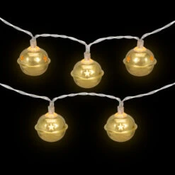 Northlight 10-Count LED Gold Christmas Bells Fairy Lights, 5.5ft, Copper Wire -Winter Decor Store northlight hc92386 on20black 55492.1714730466