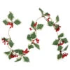 Northlight Pre-Lit B/O Holly And Berry Christmas Garland - 3.25' - Warm White LED Lights
