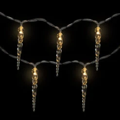 Northlight Icicle String Christmas Light Set - Warm White - 4.5' Clear Wire - 10ct -Winter Decor Store northlight hc96431 on20black 47940.1726279113