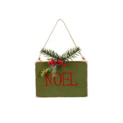 Northlight 7" Hanging "NOEL" Christmas Wall Decor With Pine And Berries