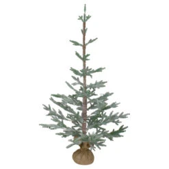 Northlight Frosted Pine Slim Artificial Christmas Tree With Jute Base - 3' - Unlit