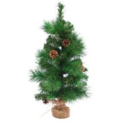 Northlight Mixed Pine And Pine Cones Artificial Christmas Tree In Jute Base - 23.5"