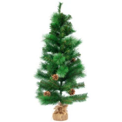 Northlight 39" LED Lighted Mixed Pine And Pine Cones Artificial Christmas Tree In Jute Base