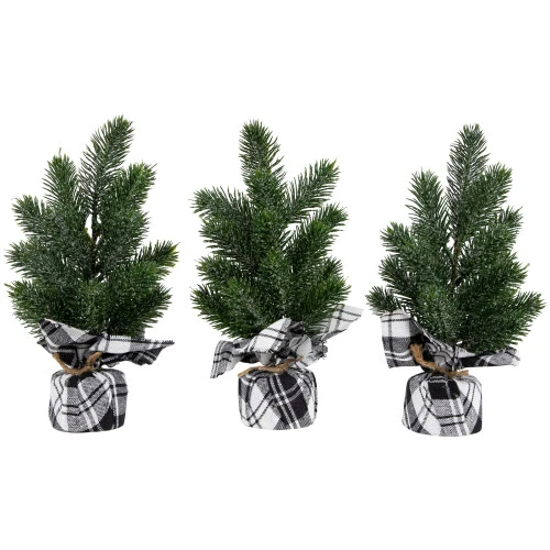 Northlight Mini Iced Pine Artificial Christmas Trees - 10" - Set Of 3 1 Northlight Mini Iced Pine Artificial Christmas Trees - 10" - Set Of 3